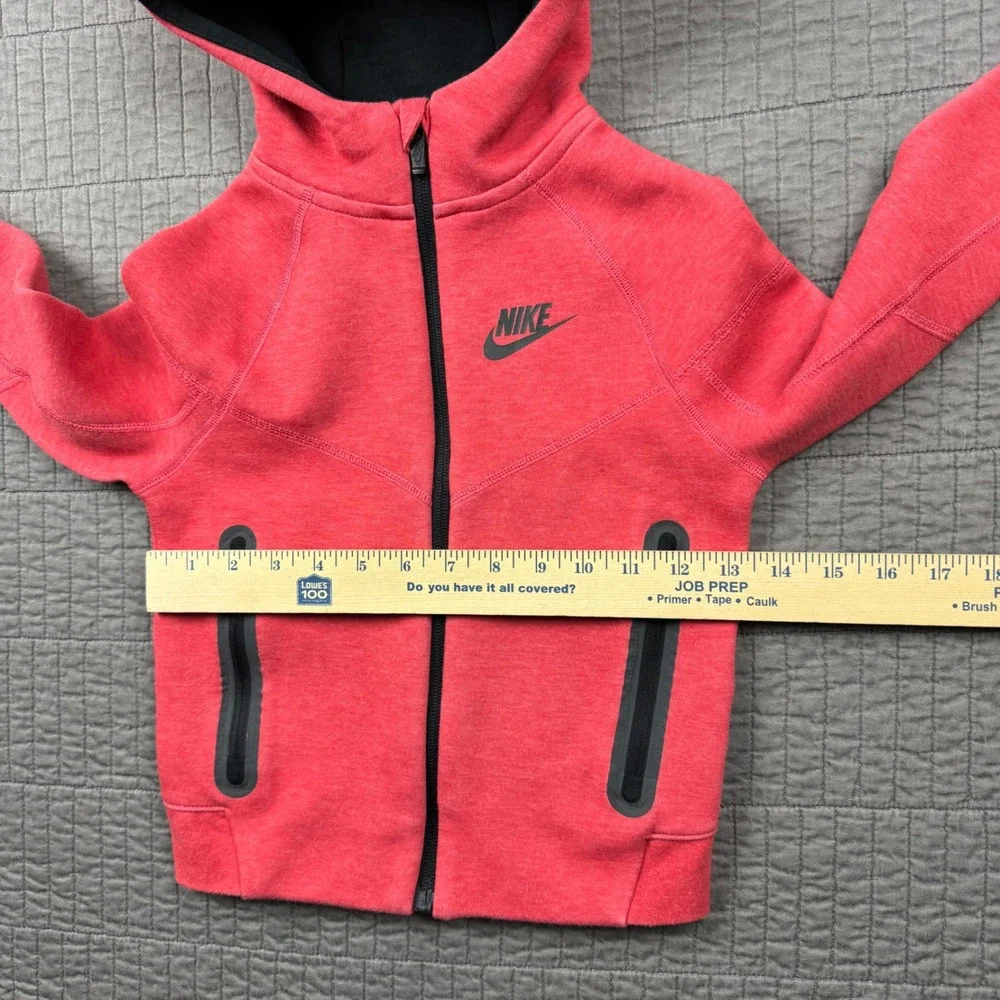 Nike Tech Fleece Kids 5 S 4-5 YRS Full Zip Hoodie Red Black Sportswear Athletic